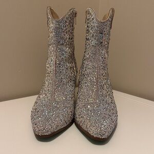 Betsey Johnson Glittering Silver Ankle Booties